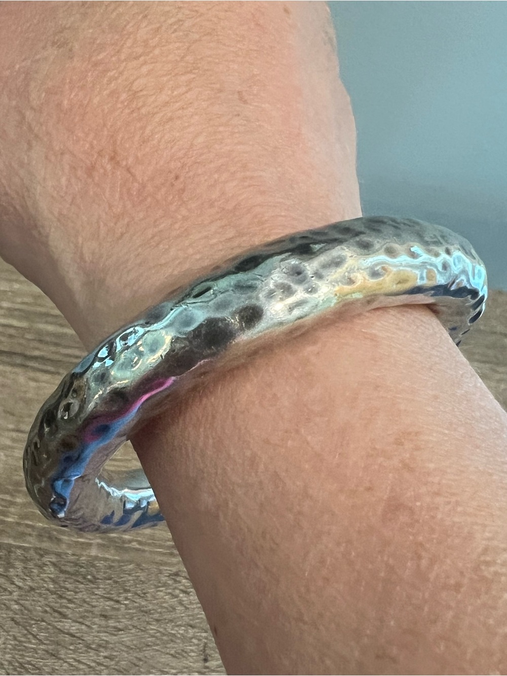 SILPADA Sterling Silver HEAVY Hammered OVAL CHUNKY BANGLE Bracelet .925 - Picture 10 of 12